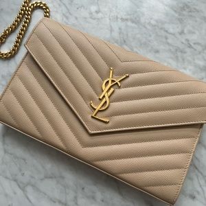 MONOGRAM CHAIN WALLET IN GRAIN DE POUDRE EMBOSSED LEATHER